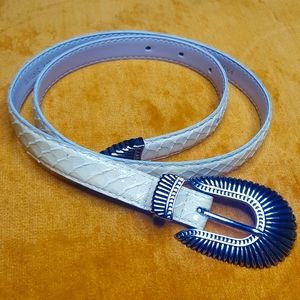 Genuine White Snakeskin Leather Belt